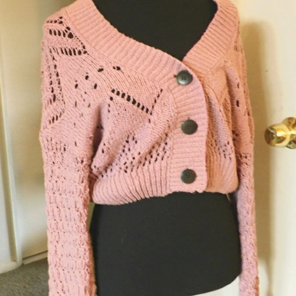 Free People Dusty Rose knit button up cardigan XS - Picture 3 of 10